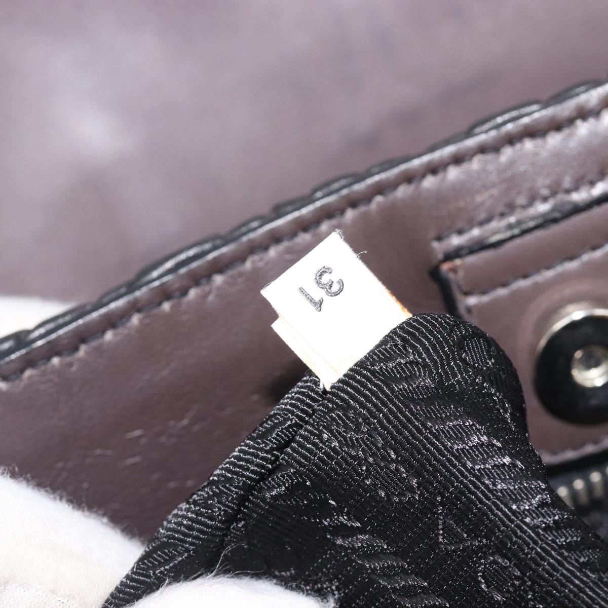 PRADA Hand Bag Leather Black Silver BN1235 Auth am12716A image 10