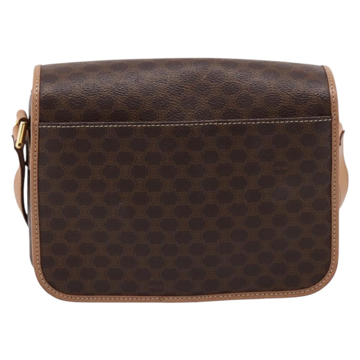 CELINE Macadam Canvas Shoulder Bag PVC Leather Brown Gold Auth 205063V image 2