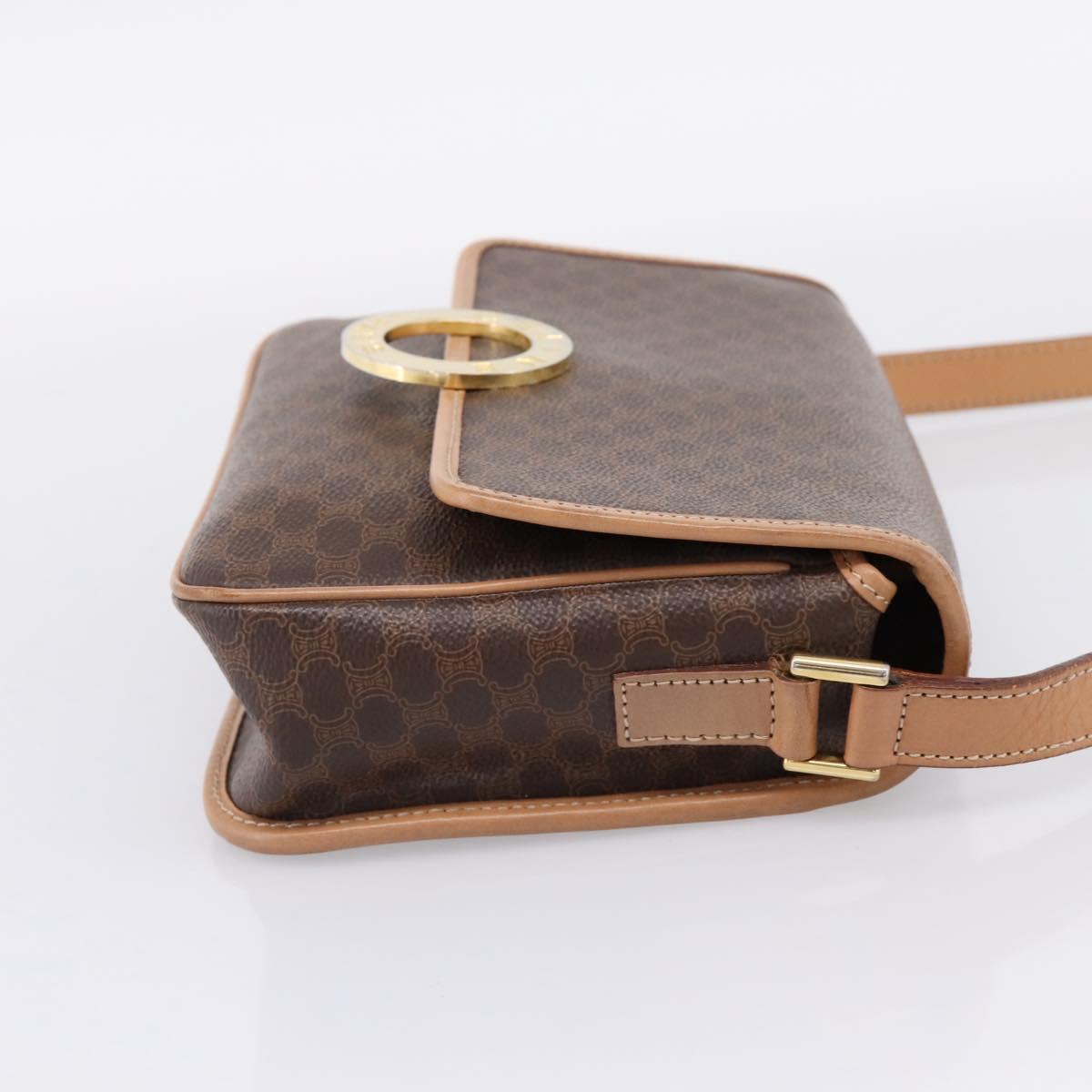 CELINE Macadam Canvas Shoulder Bag PVC Leather Brown Gold Auth 205063V image 4
