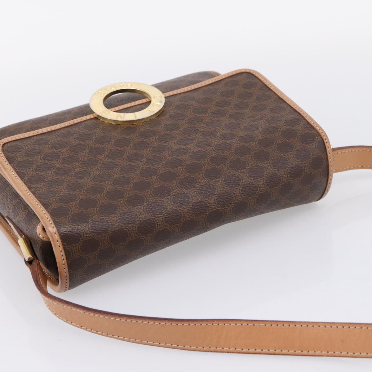 CELINE Macadam Canvas Shoulder Bag PVC Leather Brown Gold Auth 205063V image 6
