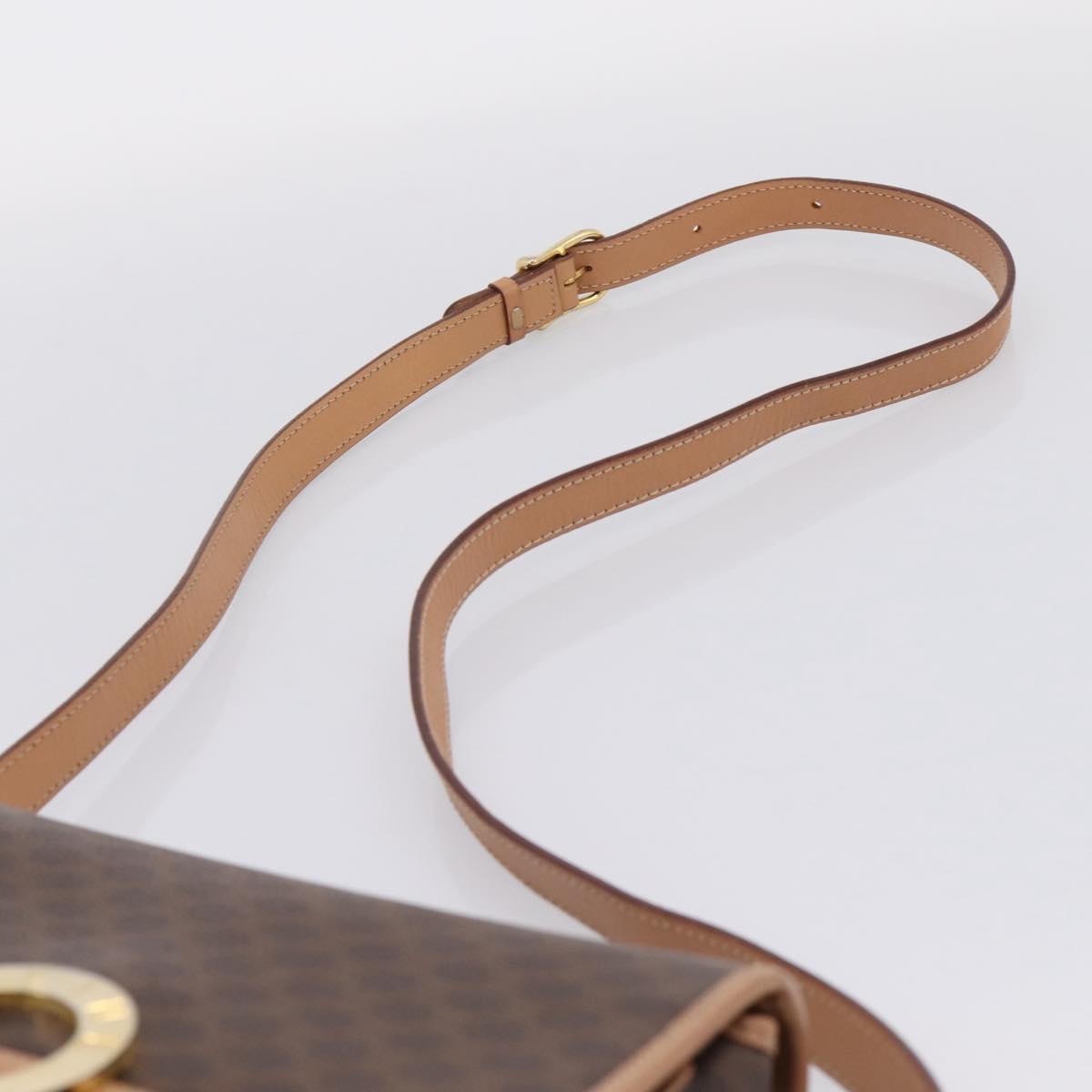 CELINE Macadam Canvas Shoulder Bag PVC Leather Brown Gold Auth 205063V image 8