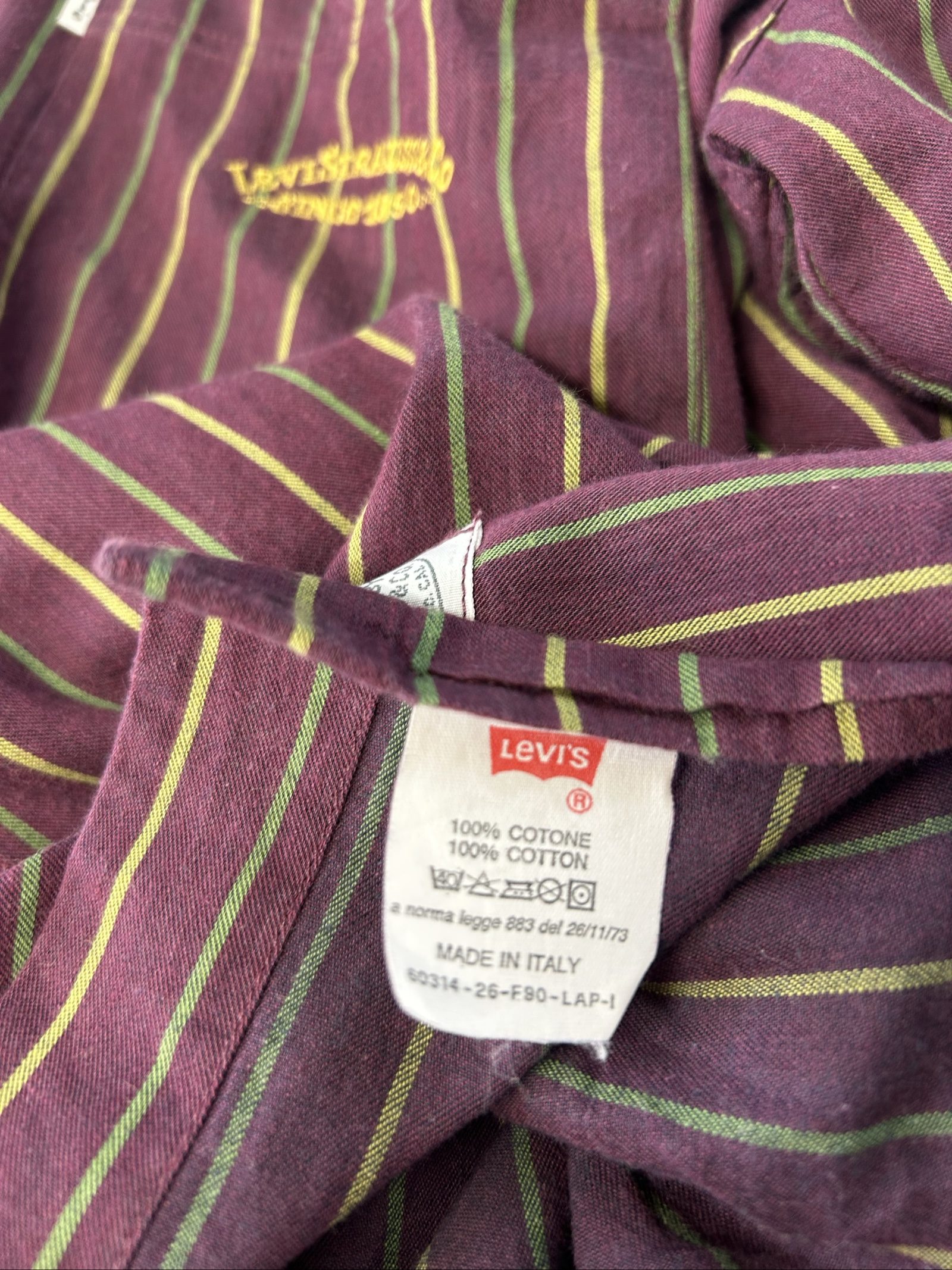 Levi's Men's Purple & Yellow Striped Shirt Large Cotton image 8