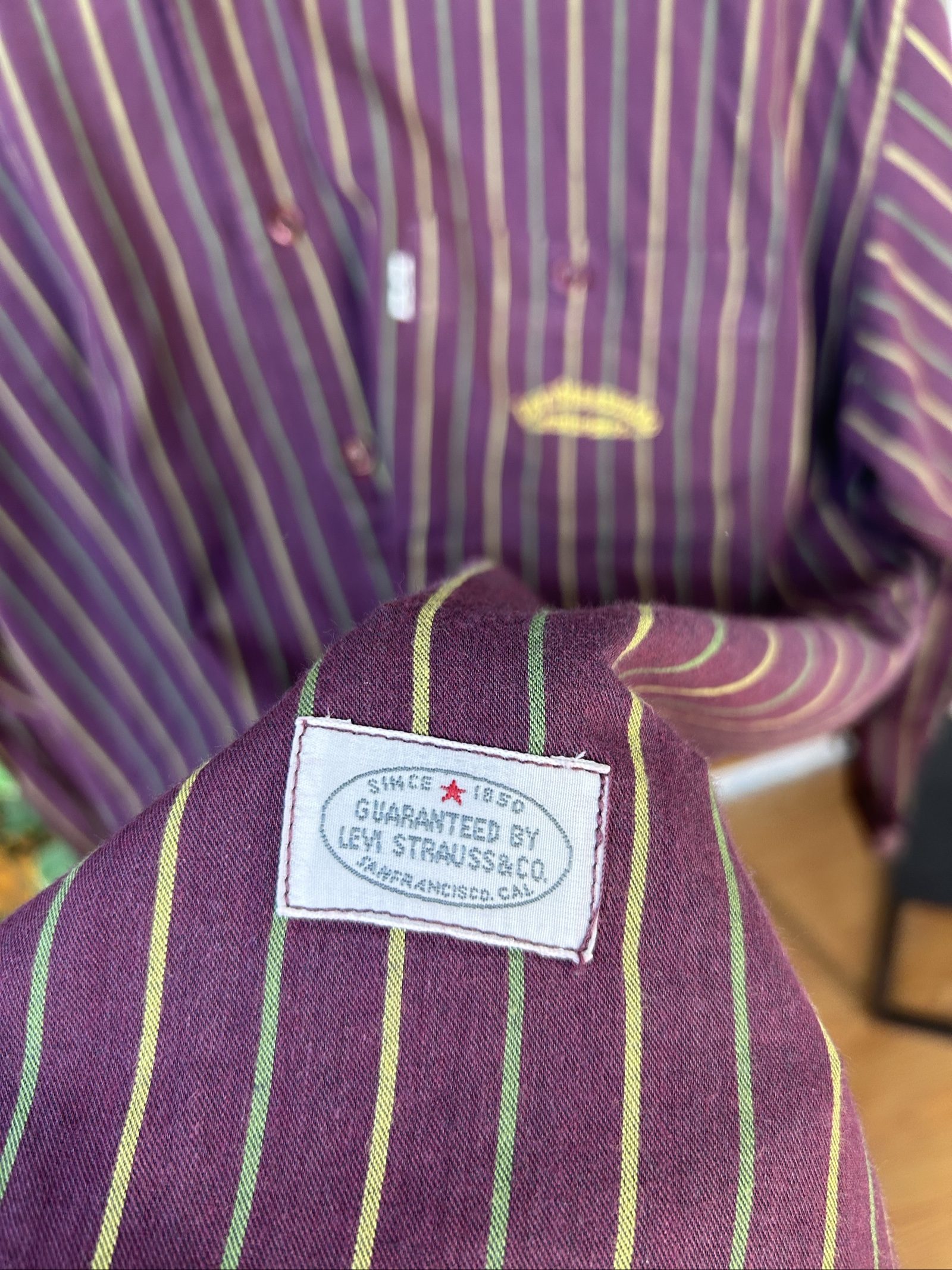 Levi's Men's Purple & Yellow Striped Shirt Large Cotton image 6