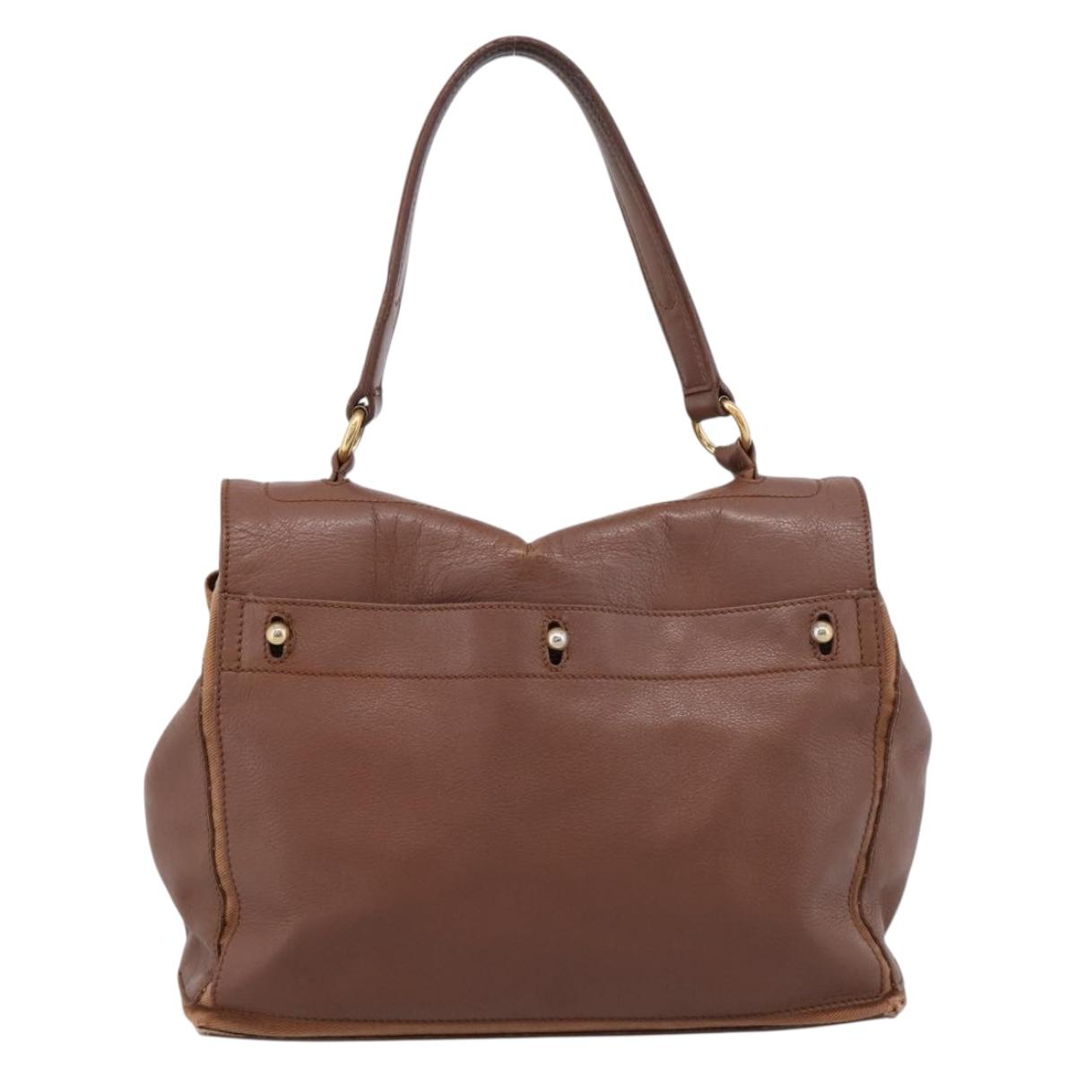 Saint Laurent Muse toe Hand Bag Leather Brown Gold Auth am12717A image 2