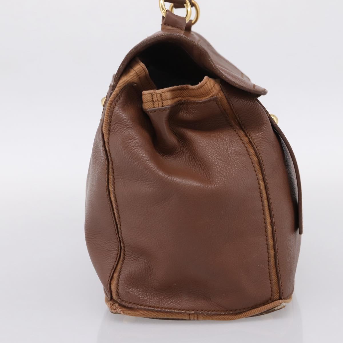 Saint Laurent Muse toe Hand Bag Leather Brown Gold Auth am12717A image 3