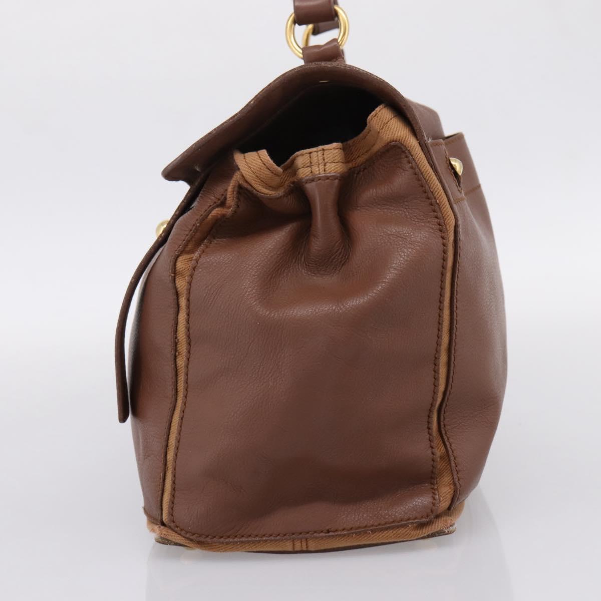 Saint Laurent Muse toe Hand Bag Leather Brown Gold Auth am12717A image 4