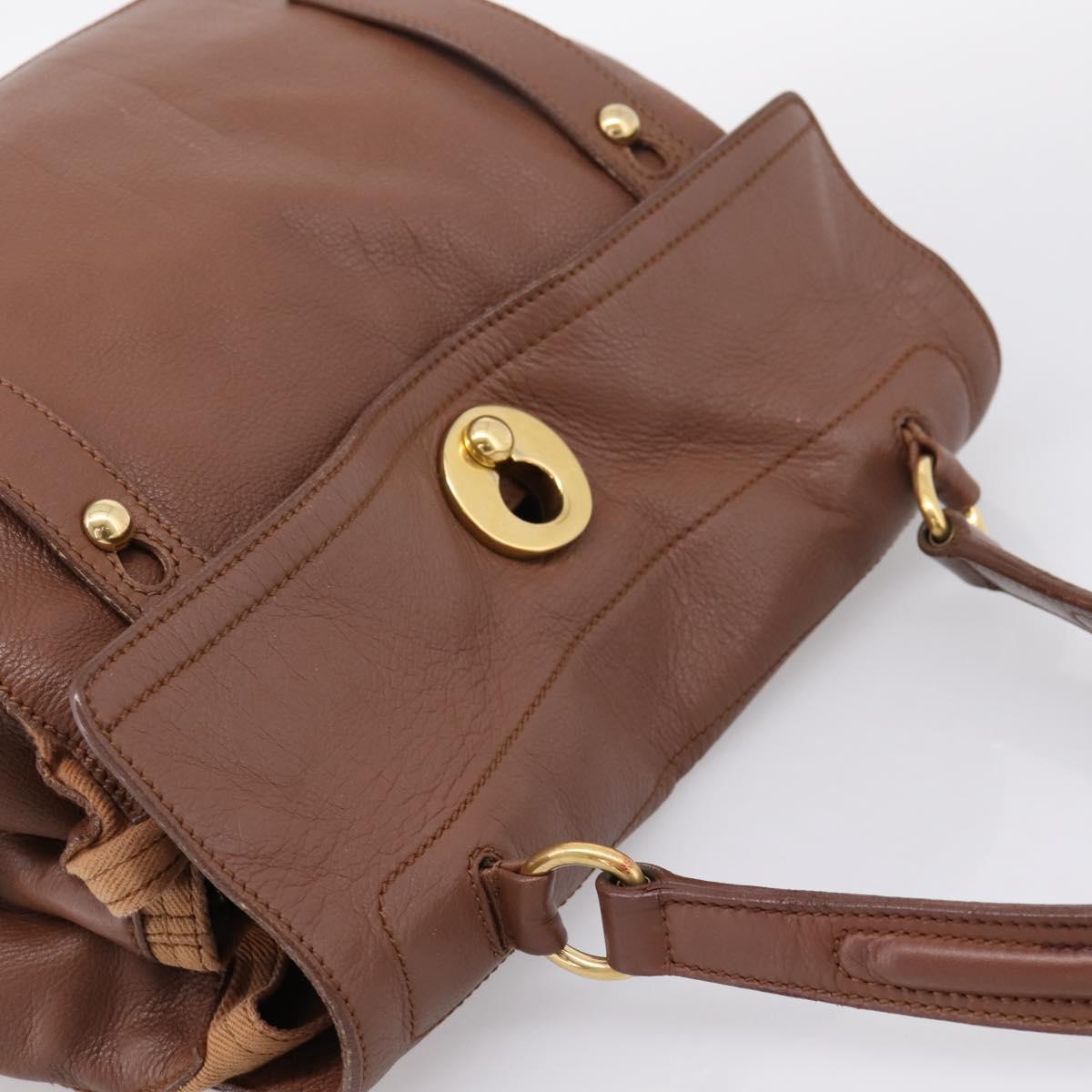 Saint Laurent Muse toe Hand Bag Leather Brown Gold Auth am12717A image 6