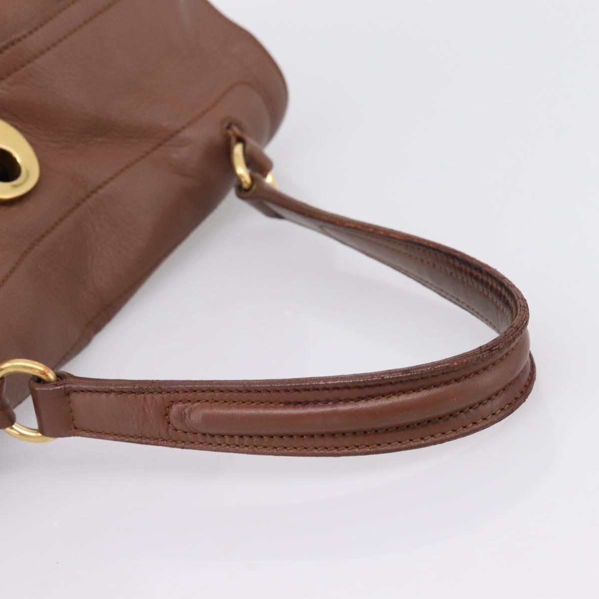 Saint Laurent Muse toe Hand Bag Leather Brown Gold Auth am12717A image 7