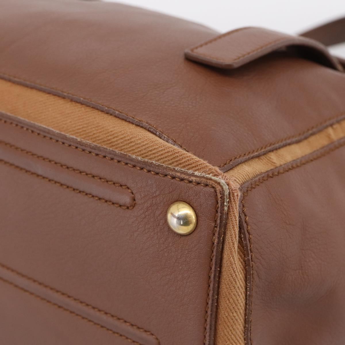 Saint Laurent Muse toe Hand Bag Leather Brown Gold Auth am12717A image 10
