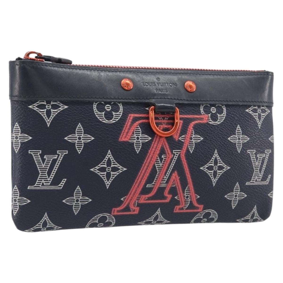 LOUIS VUITTON Monogram Neon Color Pochette Apollo PM Navy M62898 LV Auth 206698A
