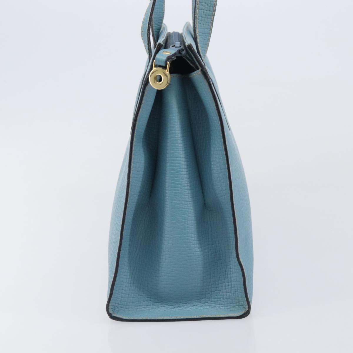 LOEWE Tote Bag Leather Light Blue Gold Auth bs37496A image 3