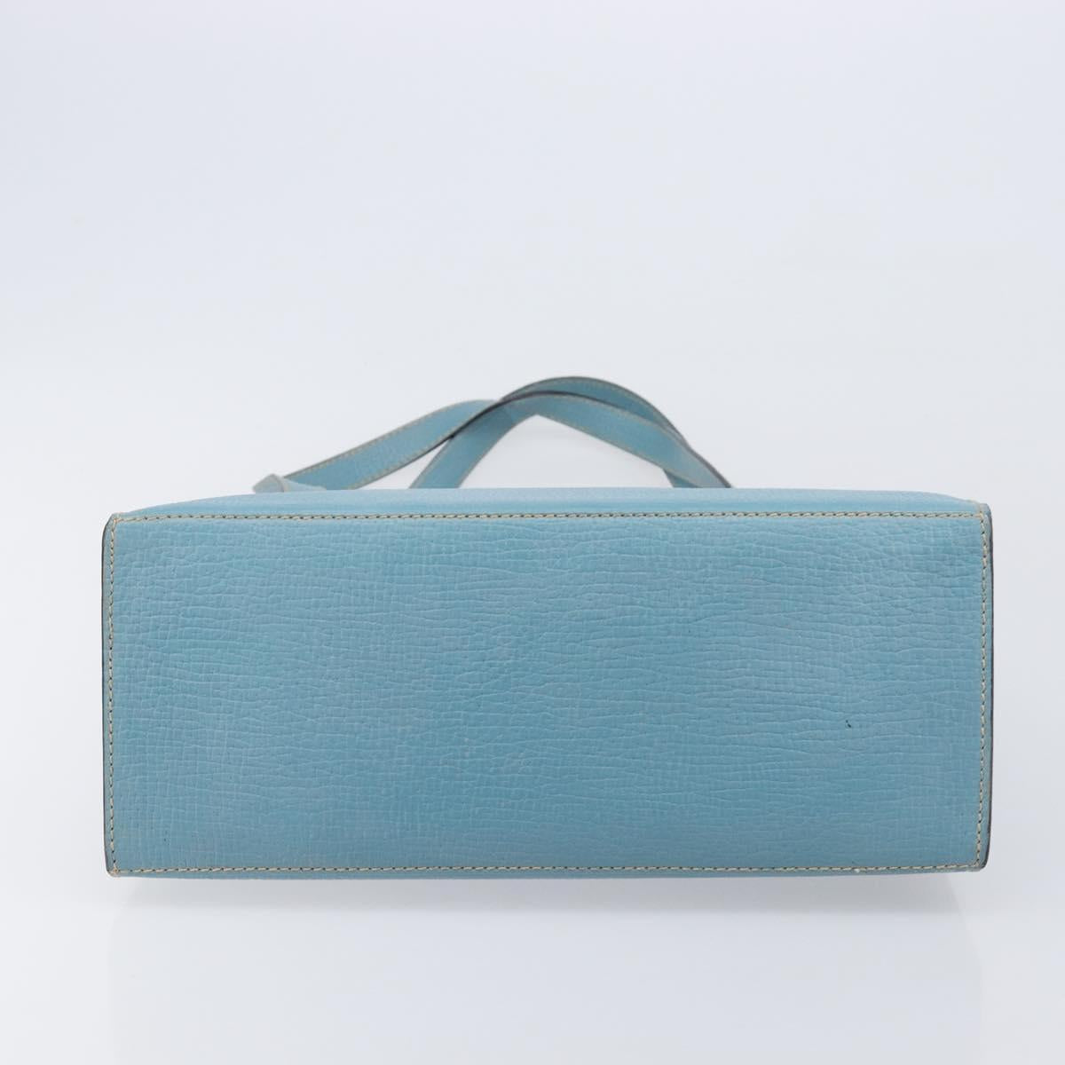 LOEWE Tote Bag Leather Light Blue Gold Auth bs37496A image 5