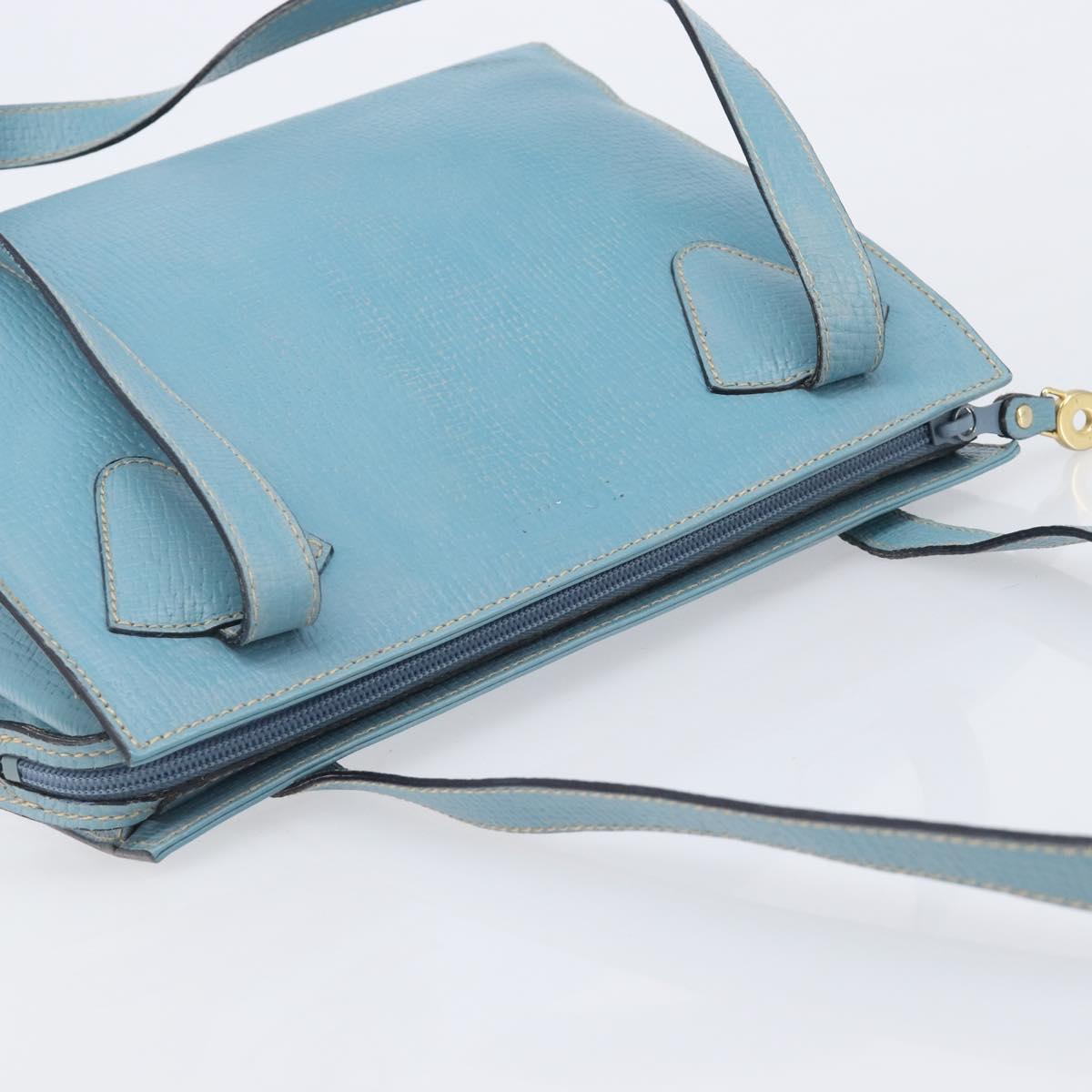 LOEWE Tote Bag Leather Light Blue Gold Auth bs37496A image 6