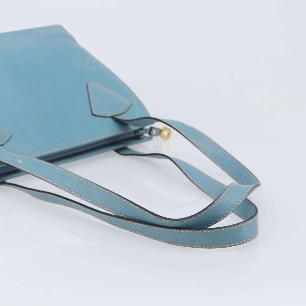 LOEWE Tote Bag Leather Light Blue Gold Auth bs37496A image 7