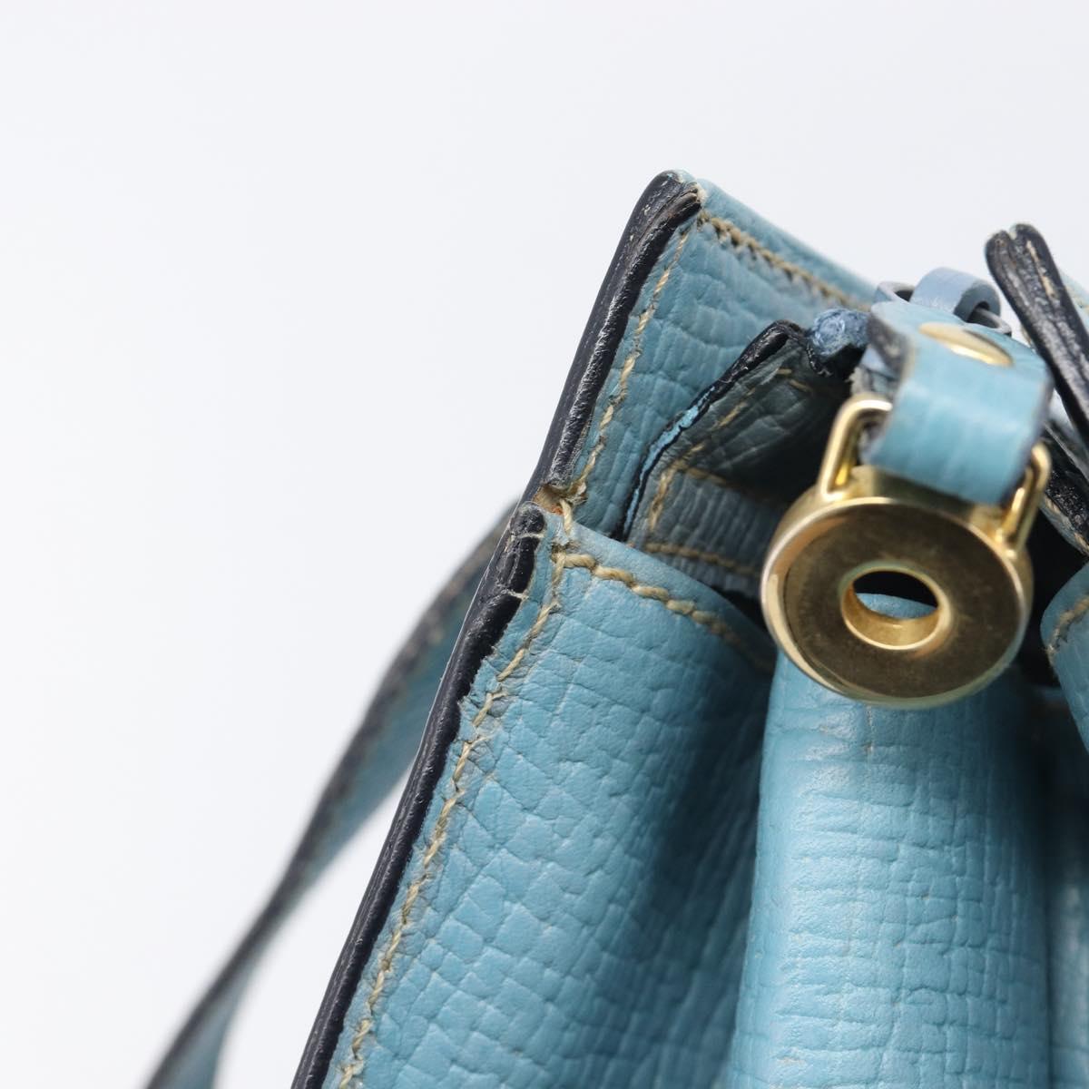 LOEWE Tote Bag Leather Light Blue Gold Auth bs37496A image 9