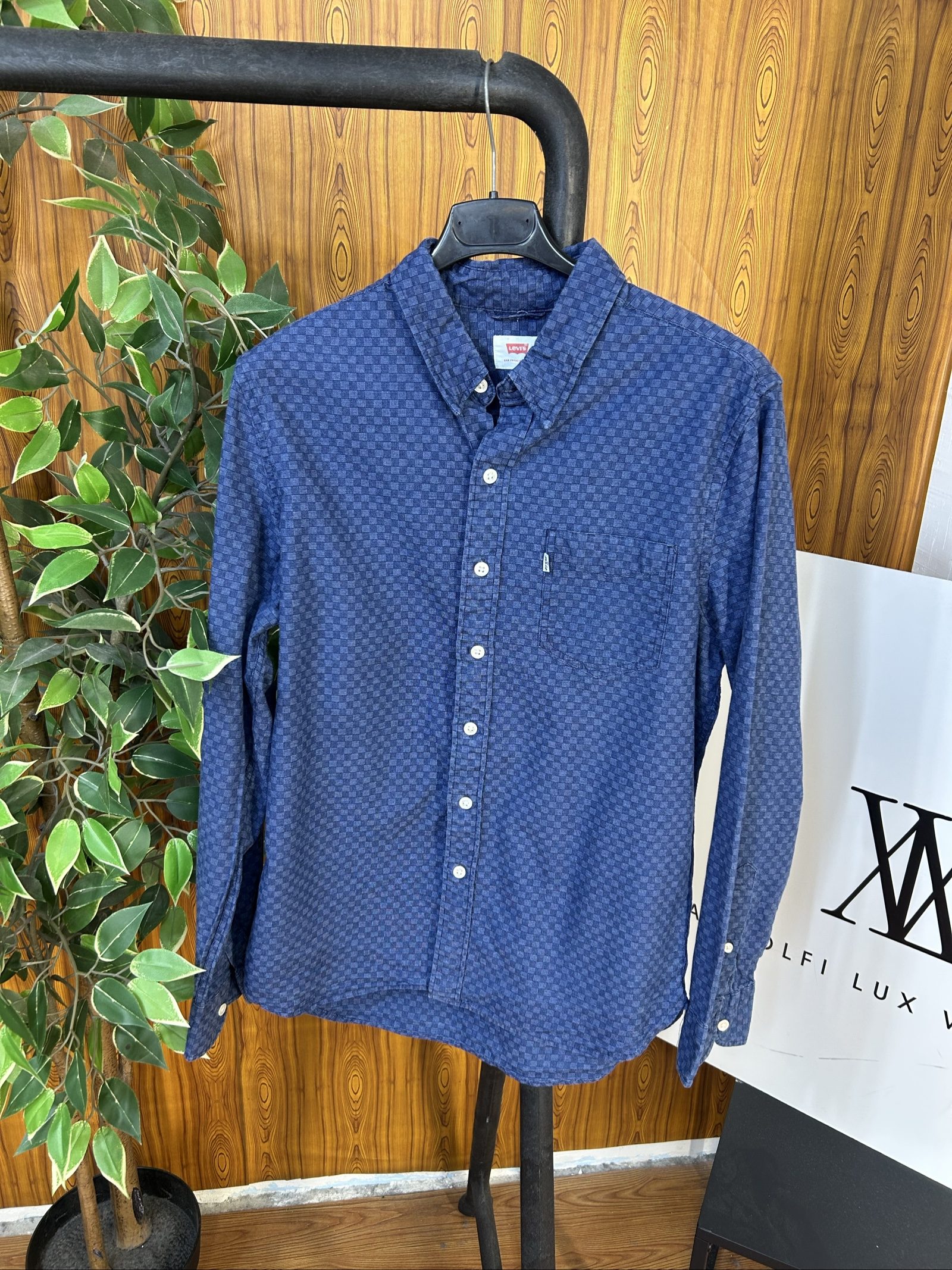 Levi's Uomo Camicia Blu a Quadretti Taglia S Cotone