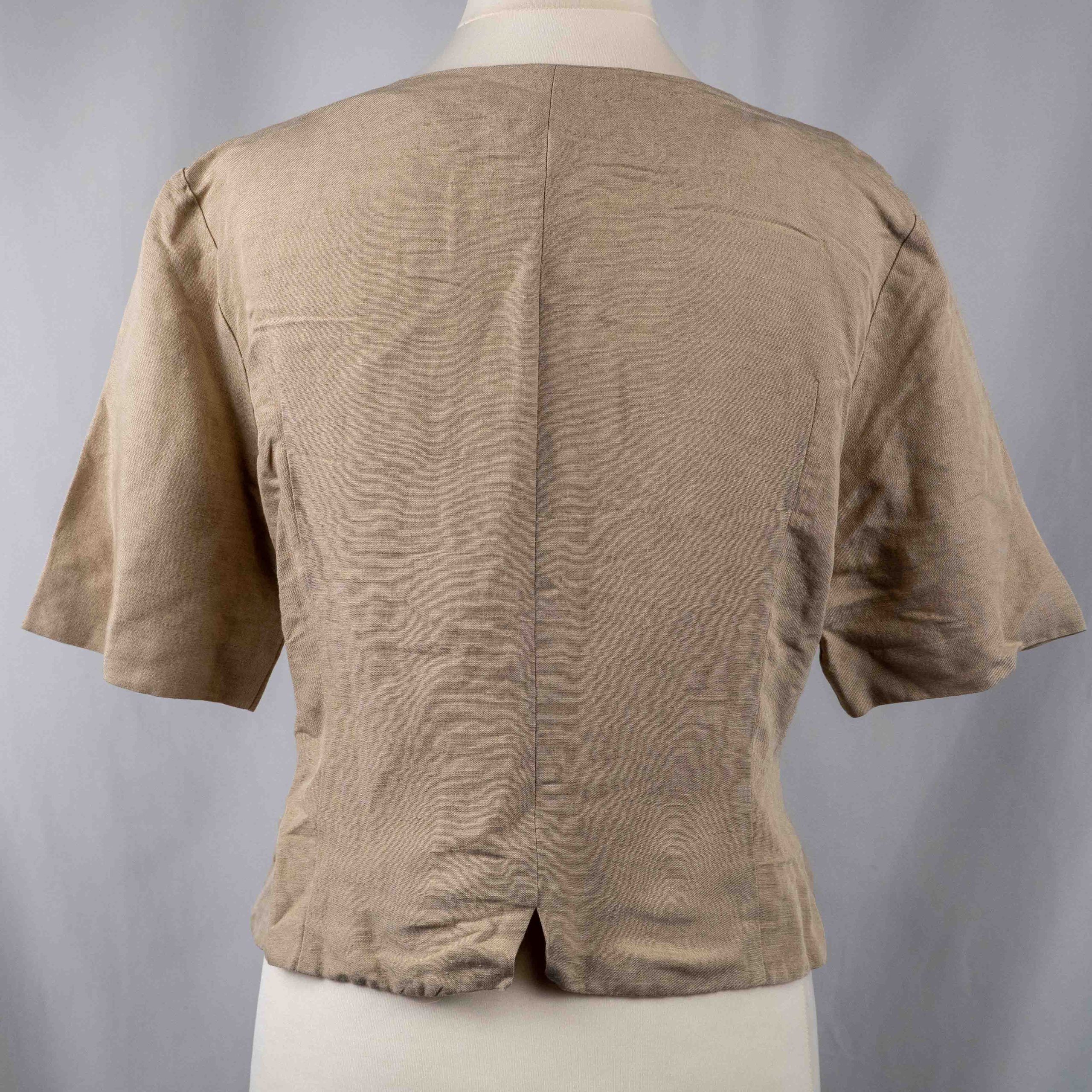 Jaeger 36in Beige Linen Button Front Top Pre-Owned image 3