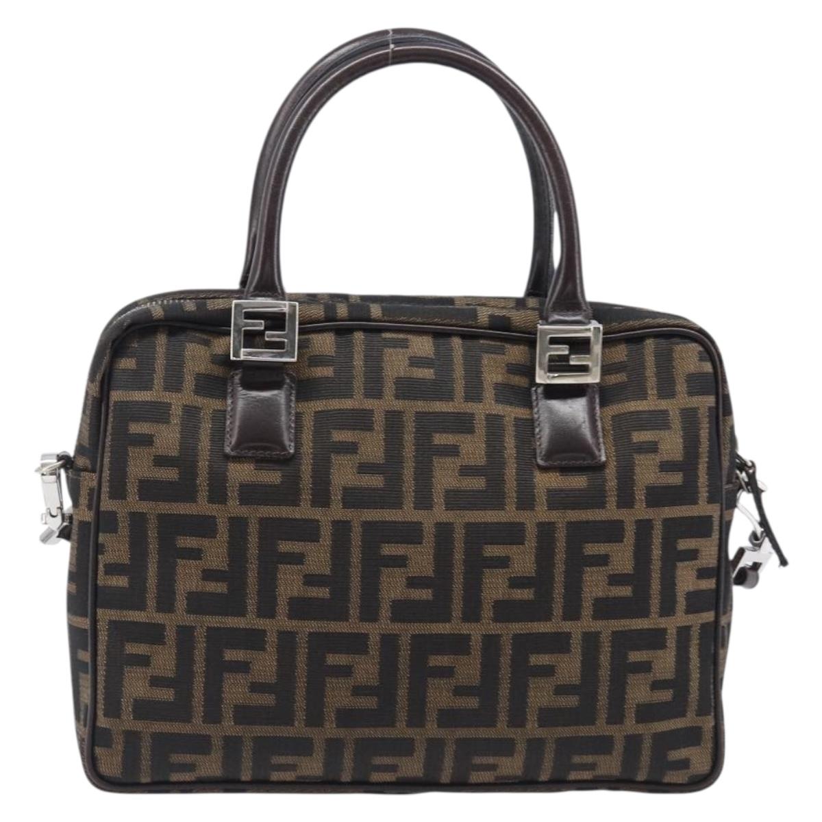 FENDI Zucca Canvas Hand Bag 2way Black Brown Auth 206742V image 2