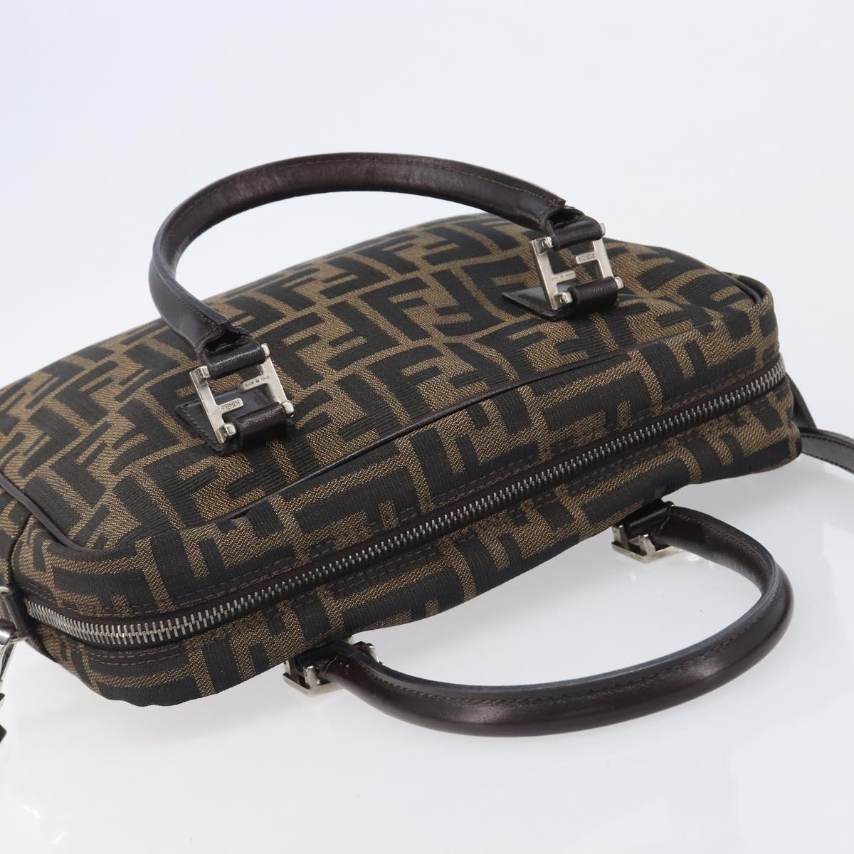FENDI Zucca Canvas Hand Bag 2way Black Brown Auth 206742V image 6