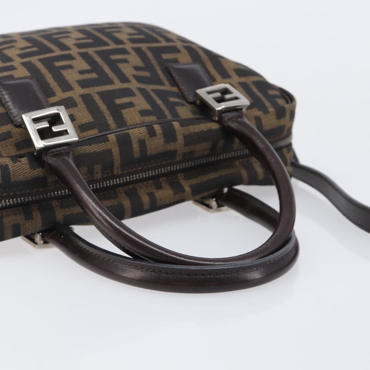 FENDI Zucca Canvas Hand Bag 2way Black Brown Auth 206742V image 7