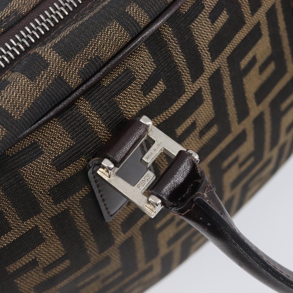 FENDI Zucca Canvas Hand Bag 2way Black Brown Auth 206742V image 10