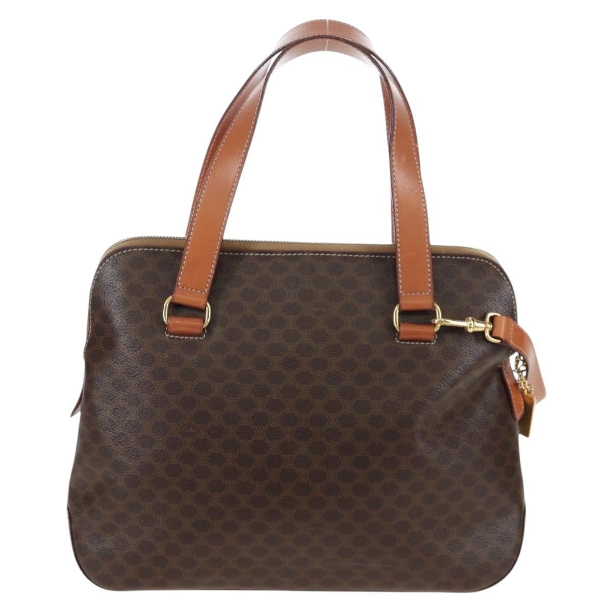 CELINE Macadam Hand Bag PVC 2way Brown Gold Tone Auth 207348V image 2