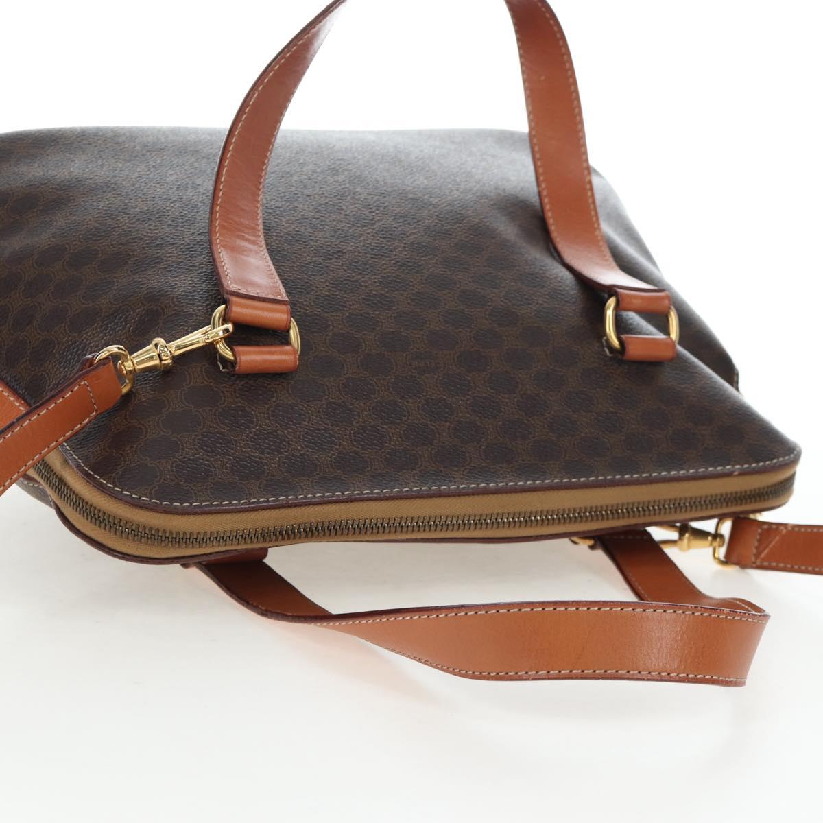 CELINE Macadam Hand Bag PVC 2way Brown Gold Tone Auth 207348V image 6