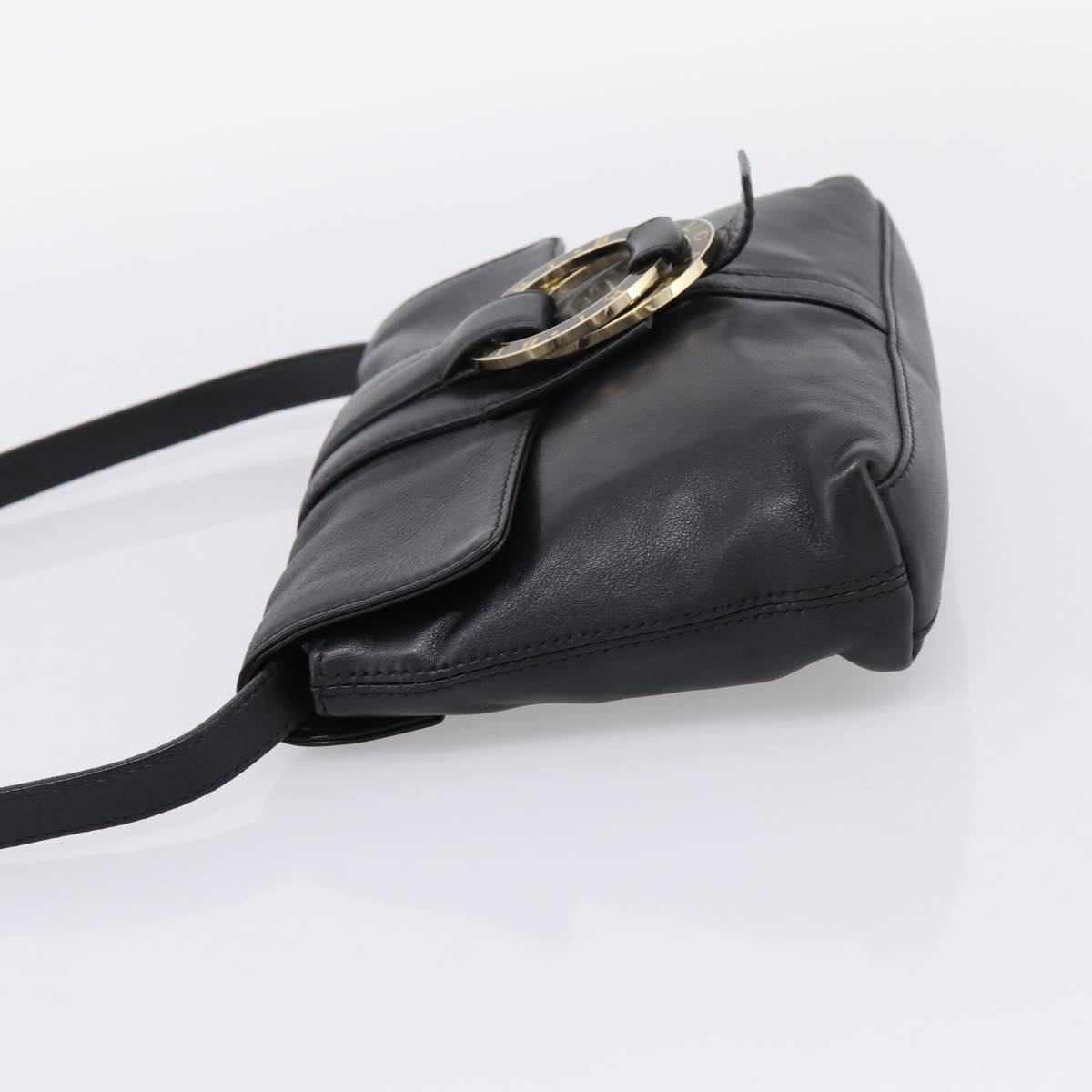 BVLGARI Chandra Shoulder Bag Leather Black Gold Auth am12731V image 3