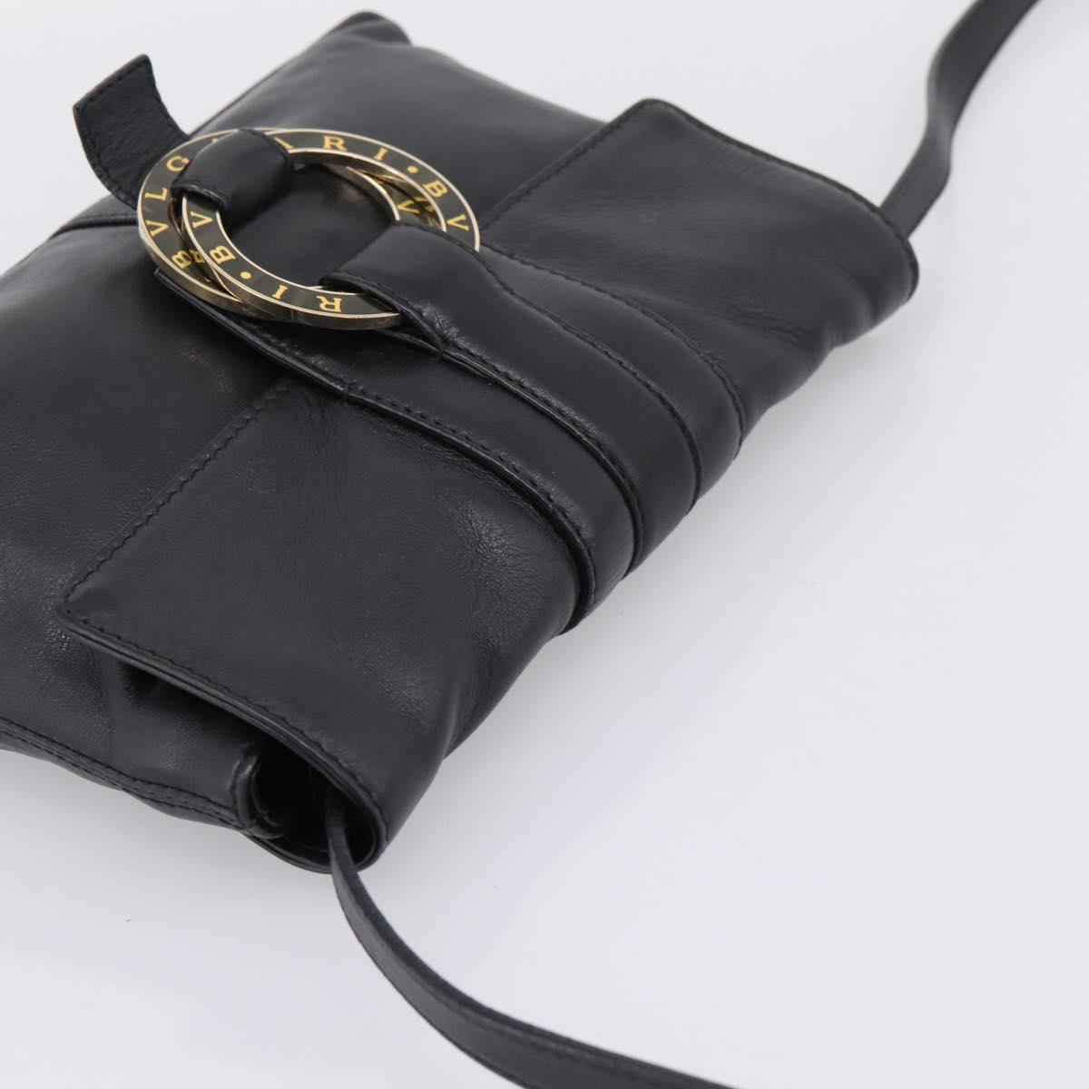 BVLGARI Chandra Shoulder Bag Leather Black Gold Auth am12731V image 6
