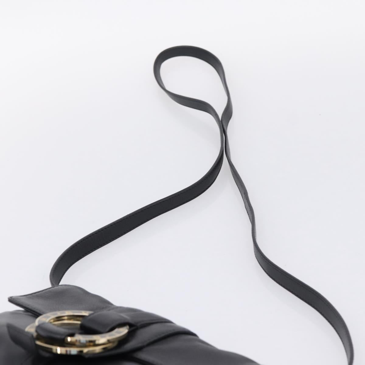 BVLGARI Chandra Shoulder Bag Leather Black Gold Auth am12731V image 8