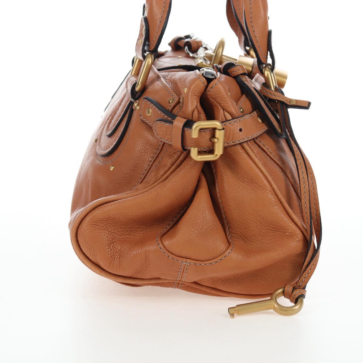 Chloe Paddington Hand Bag Leather Brown Gold Silver Auth BA16075V image 4