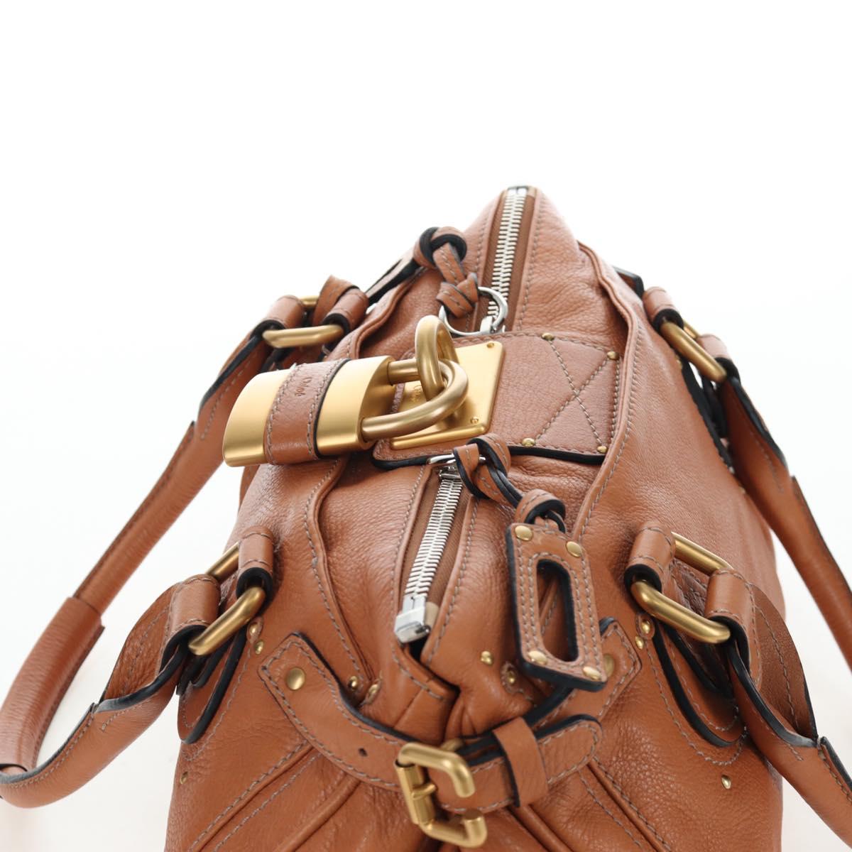 Chloe Paddington Hand Bag Leather Brown Gold Silver Auth BA16075V image 6