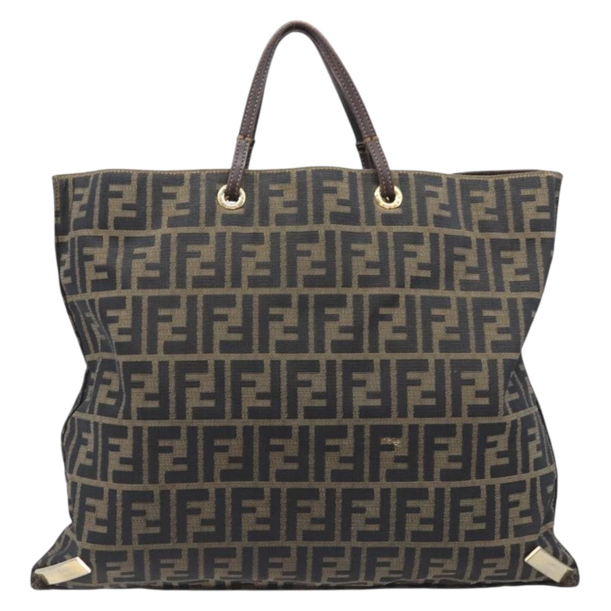 FENDI Zucca Canvas Tote Bag Brown Gold Tone Auth 206681 image 2