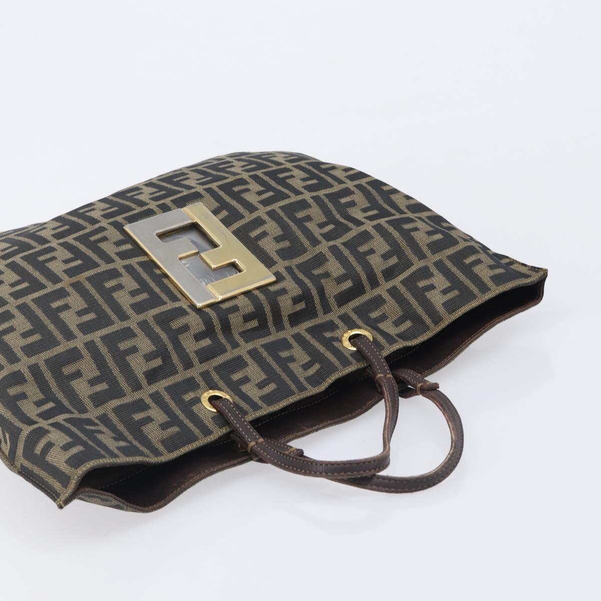 FENDI Zucca Canvas Tote Bag Brown Gold Tone Auth 206681 image 6