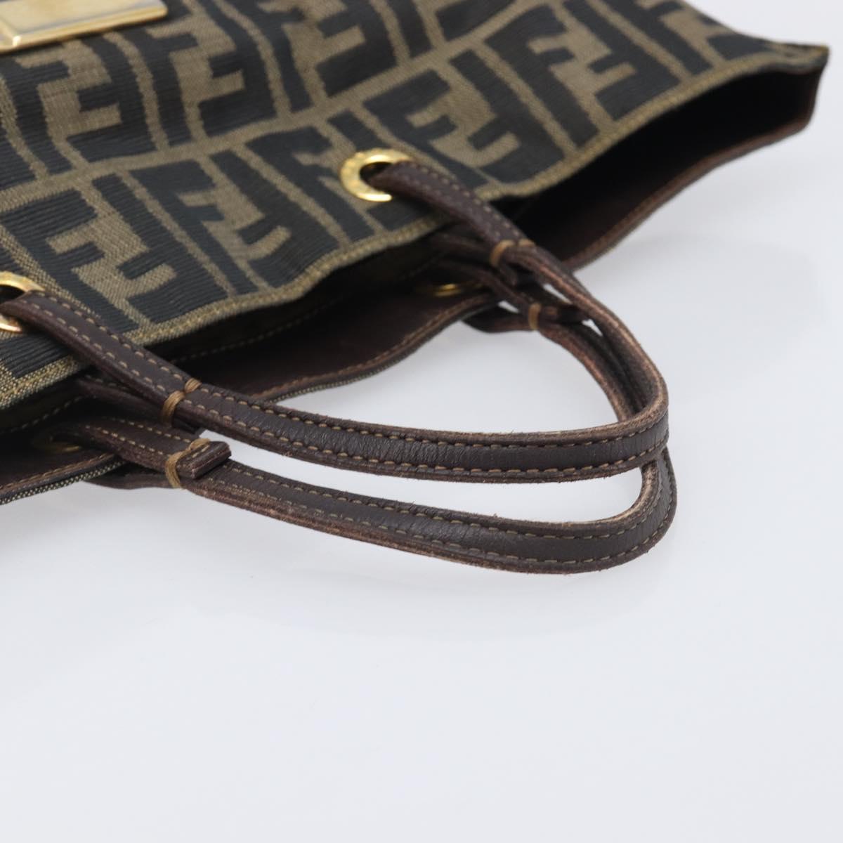 FENDI Zucca Canvas Tote Bag Brown Gold Tone Auth 206681 image 7