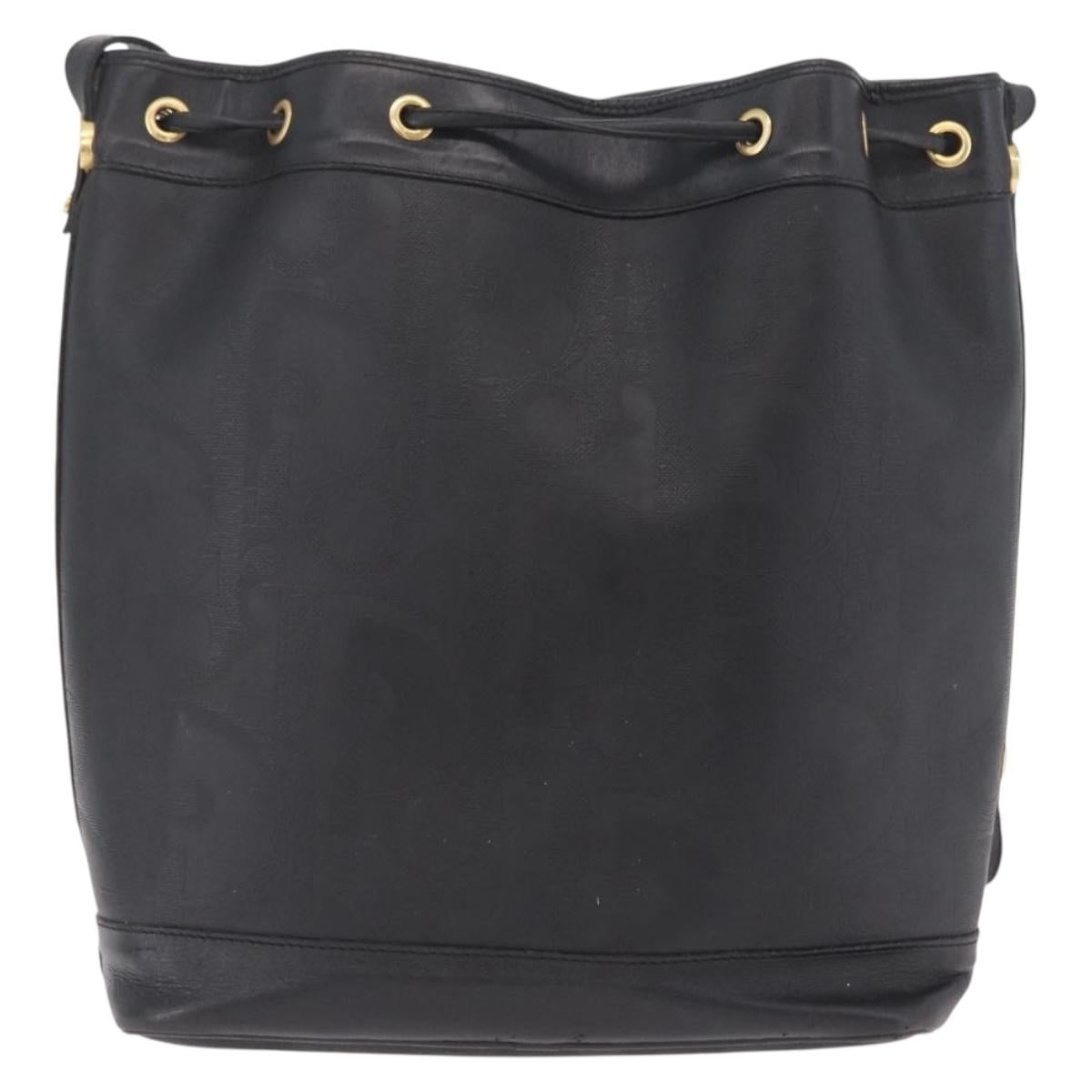 Christian Dior Trotter Shoulder Bag PVC Black Gold Tone Auth BA16105 image 2