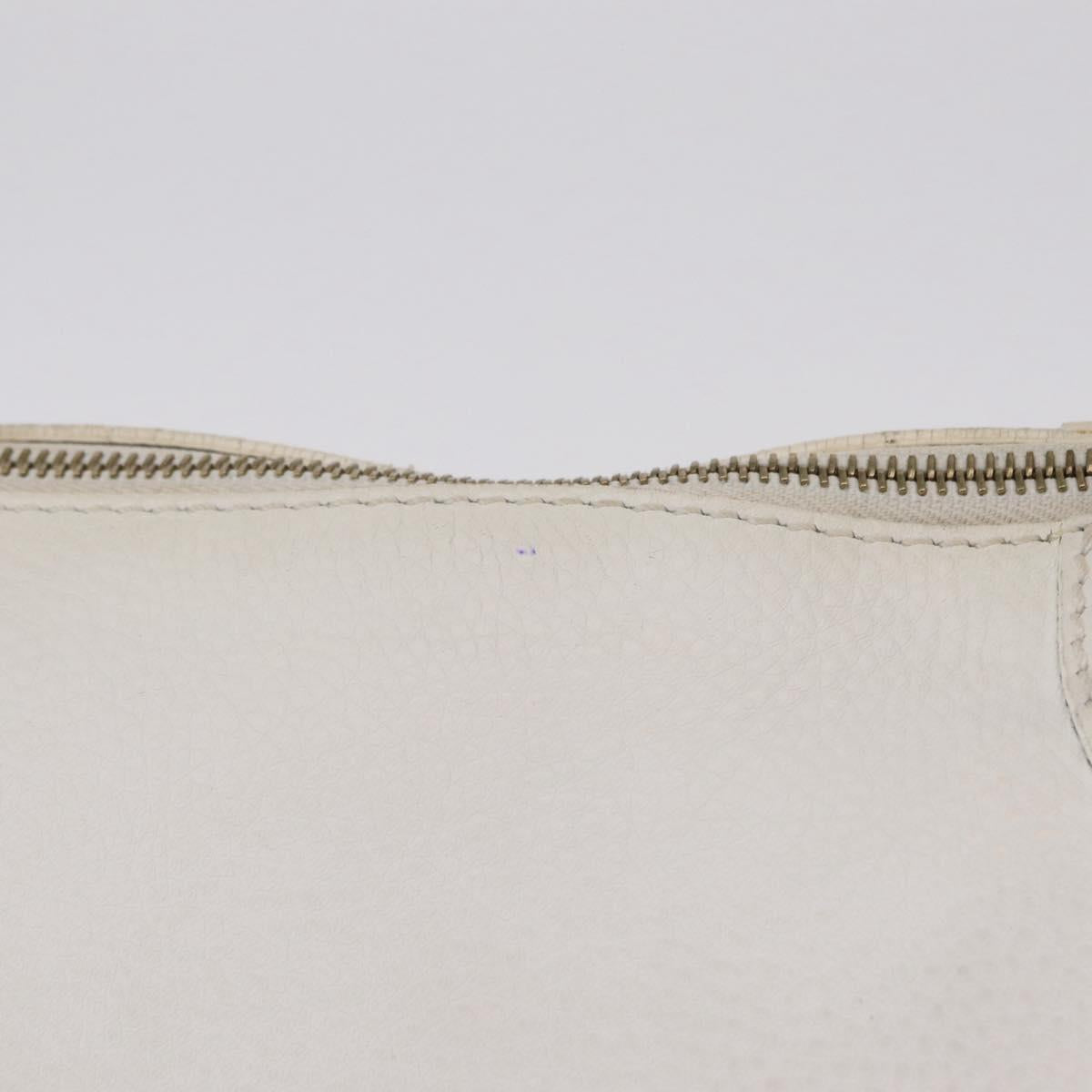 CELINE Hand Bag Leather White Gold Tone Auth ka6534A image 3