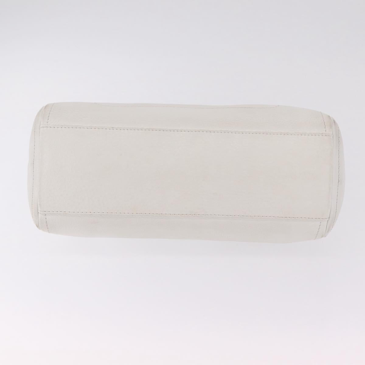CELINE Hand Bag Leather White Gold Tone Auth ka6534A image 7