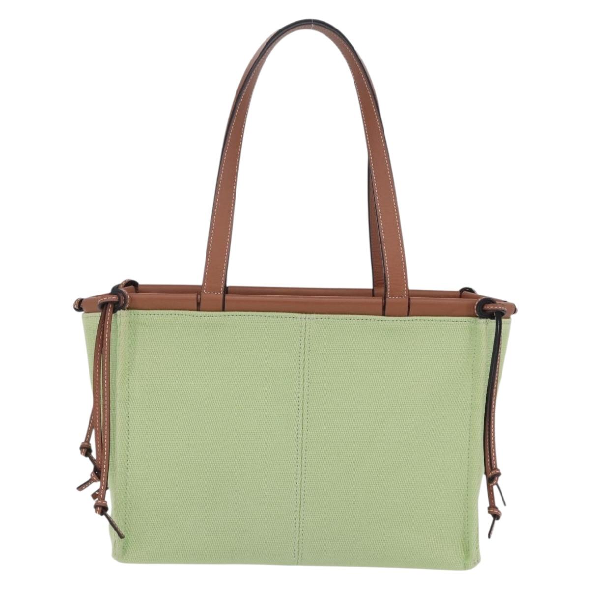 LOEWE Cushion Tote Bag Canvas Green Auth 202499A image 2