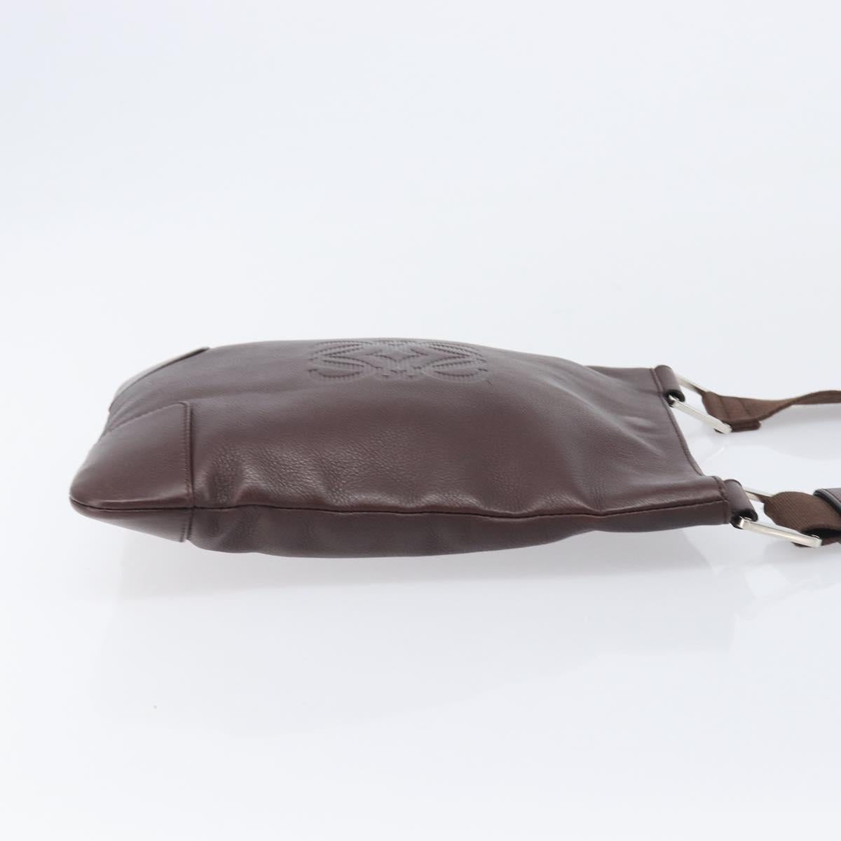 LOEWE Shoulder Bag Leather Brown Silver Auth 206761A image 3
