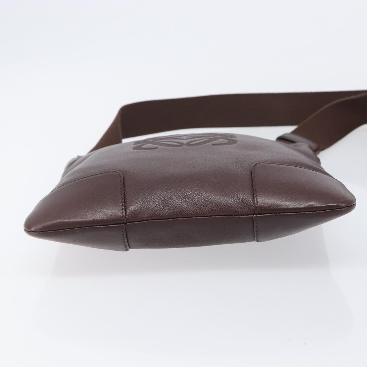 LOEWE Shoulder Bag Leather Brown Silver Auth 206761A image 5