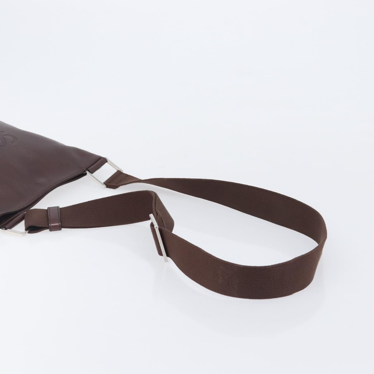 LOEWE Shoulder Bag Leather Brown Silver Auth 206761A image 7