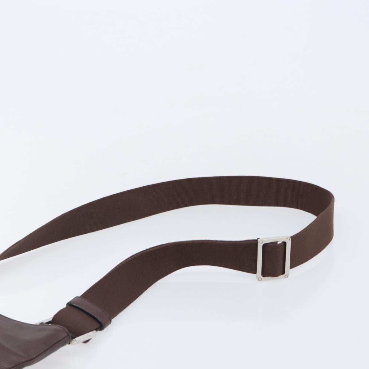 LOEWE Shoulder Bag Leather Brown Silver Auth 206761A image 8