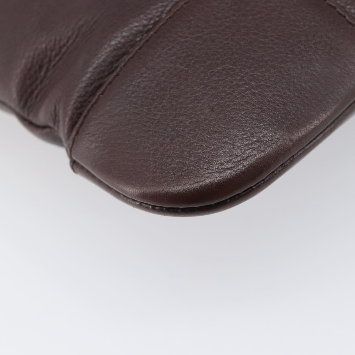 LOEWE Shoulder Bag Leather Brown Silver Auth 206761A image 10