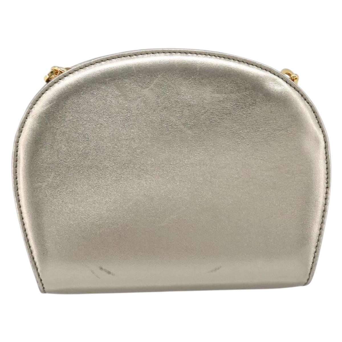 Salvatore Ferragamo Gancini Chain Shoulder Bag Leather Gold Auth hk4135A image 2