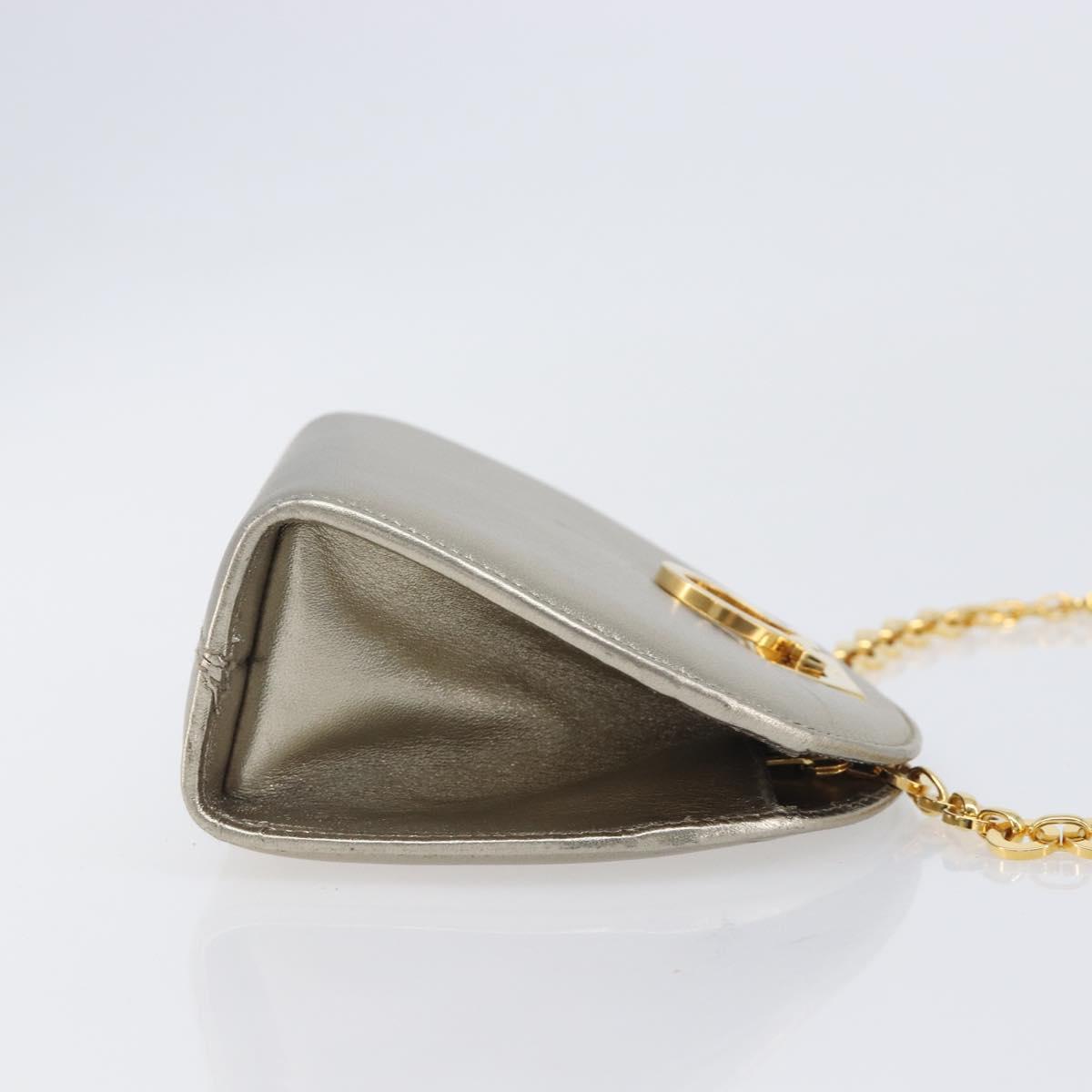 Salvatore Ferragamo Gancini Chain Shoulder Bag Leather Gold Auth hk4135A image 3