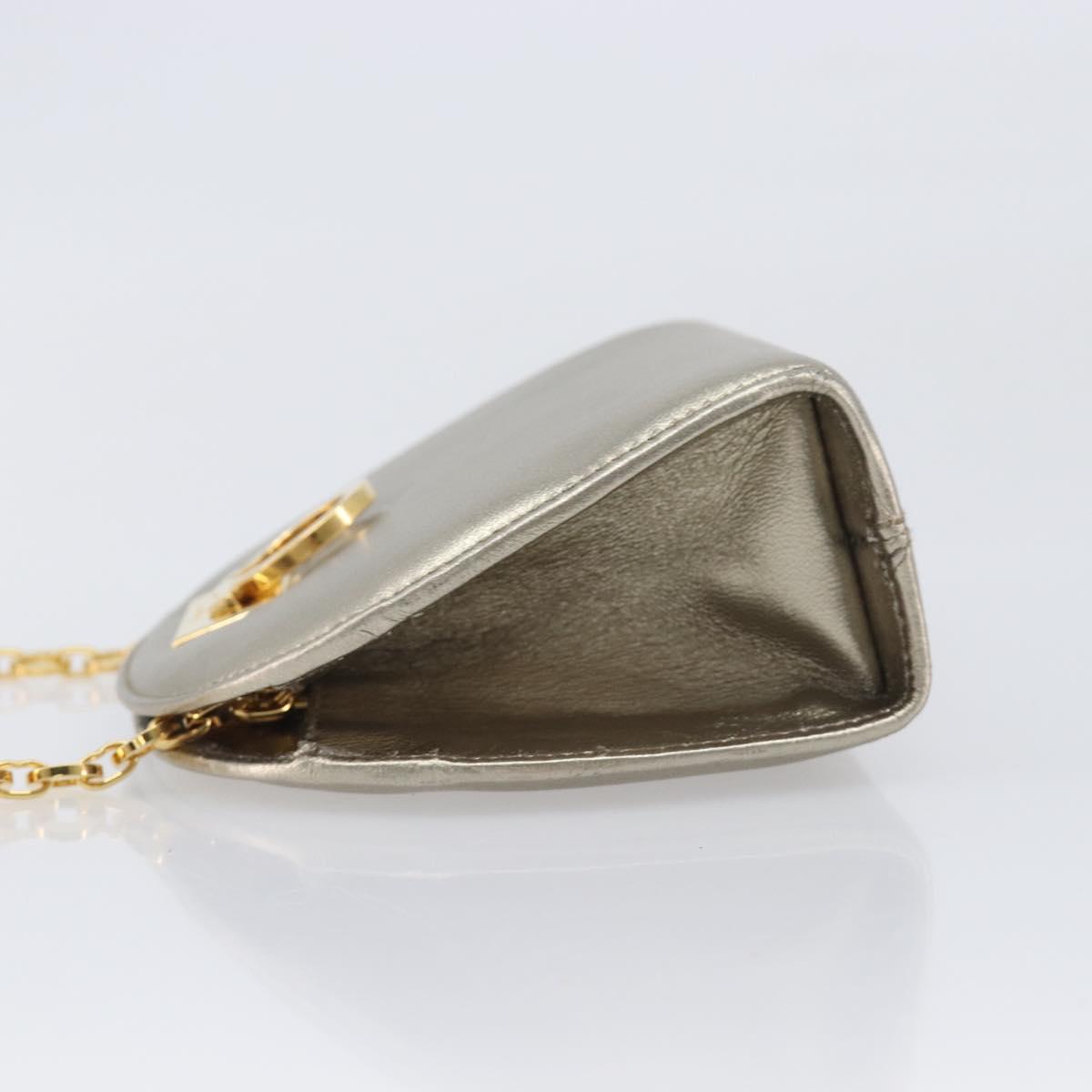 Salvatore Ferragamo Gancini Chain Shoulder Bag Leather Gold Auth hk4135A image 4