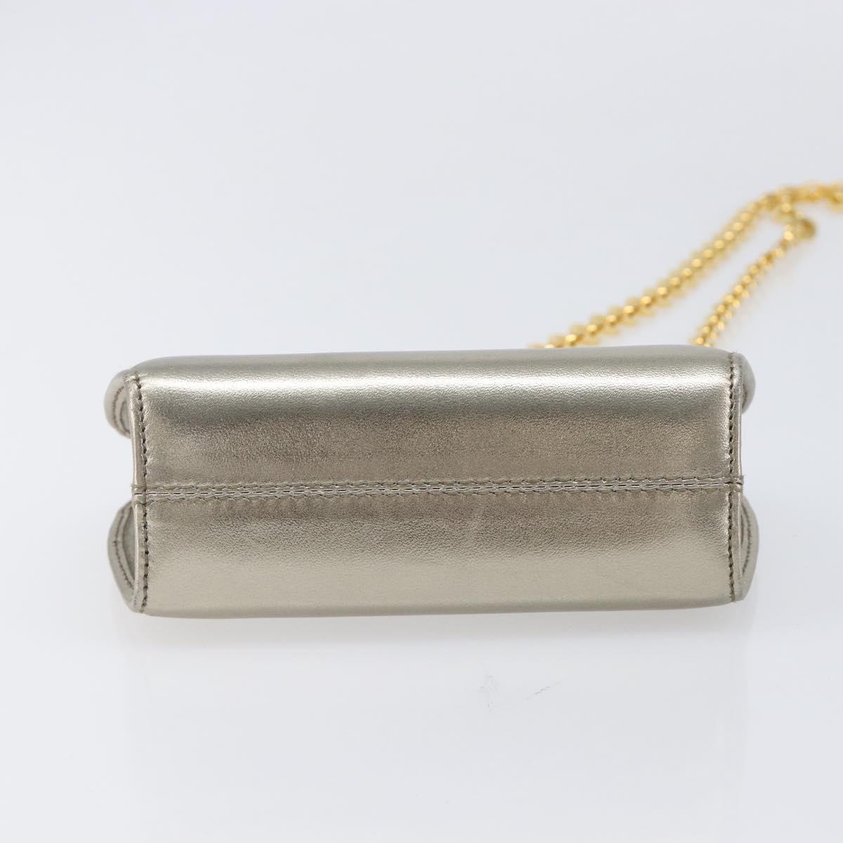 Salvatore Ferragamo Gancini Chain Shoulder Bag Leather Gold Auth hk4135A image 5