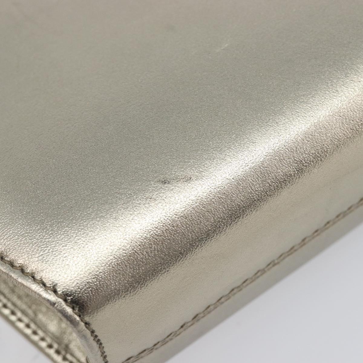 Salvatore Ferragamo Gancini Chain Shoulder Bag Leather Gold Auth hk4135A image 9