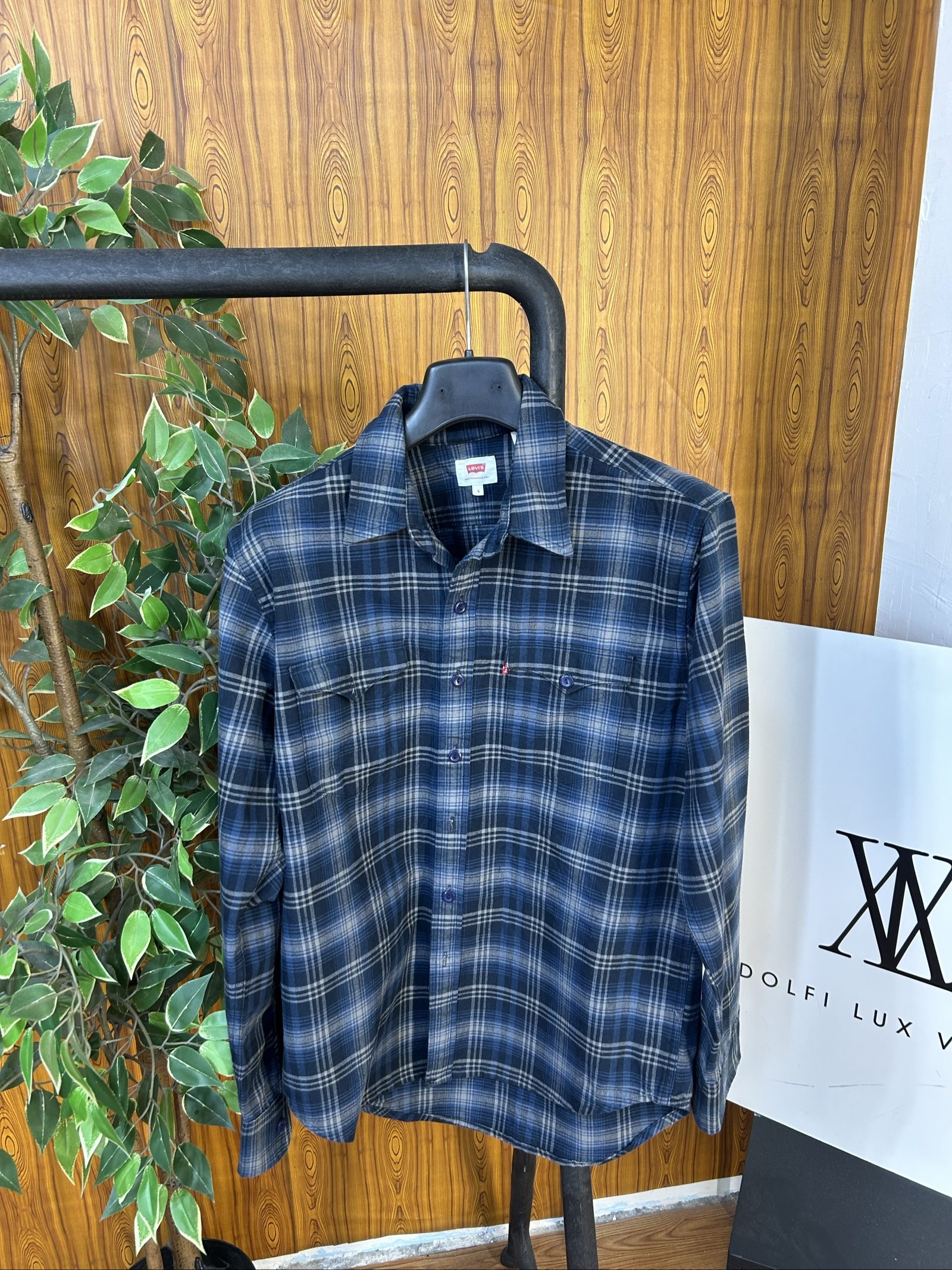 Levi's Uomo Blu e Grigio Camicia a Quadri Taglia S